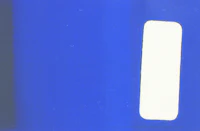 a blue vase with a white letter on it